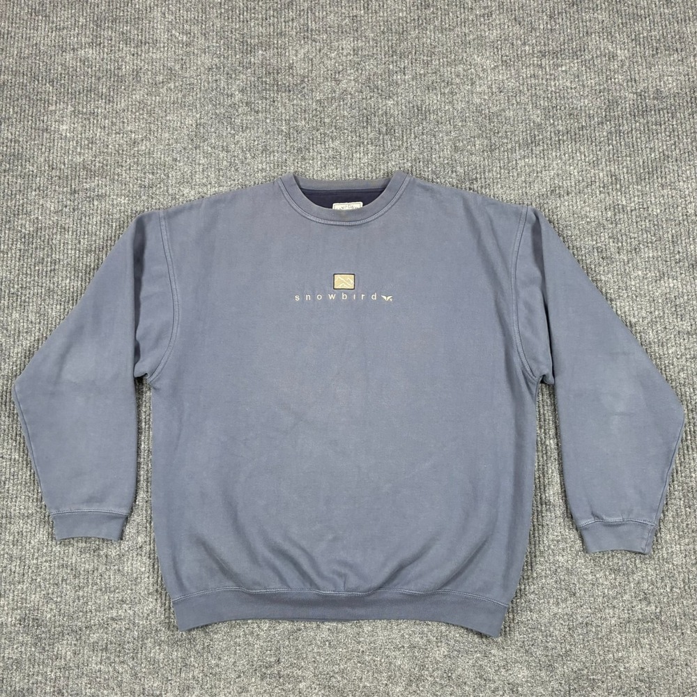 Camp David Snowbird Crewneck Sweatshirt Mens Large Blue Embroidered Graphic